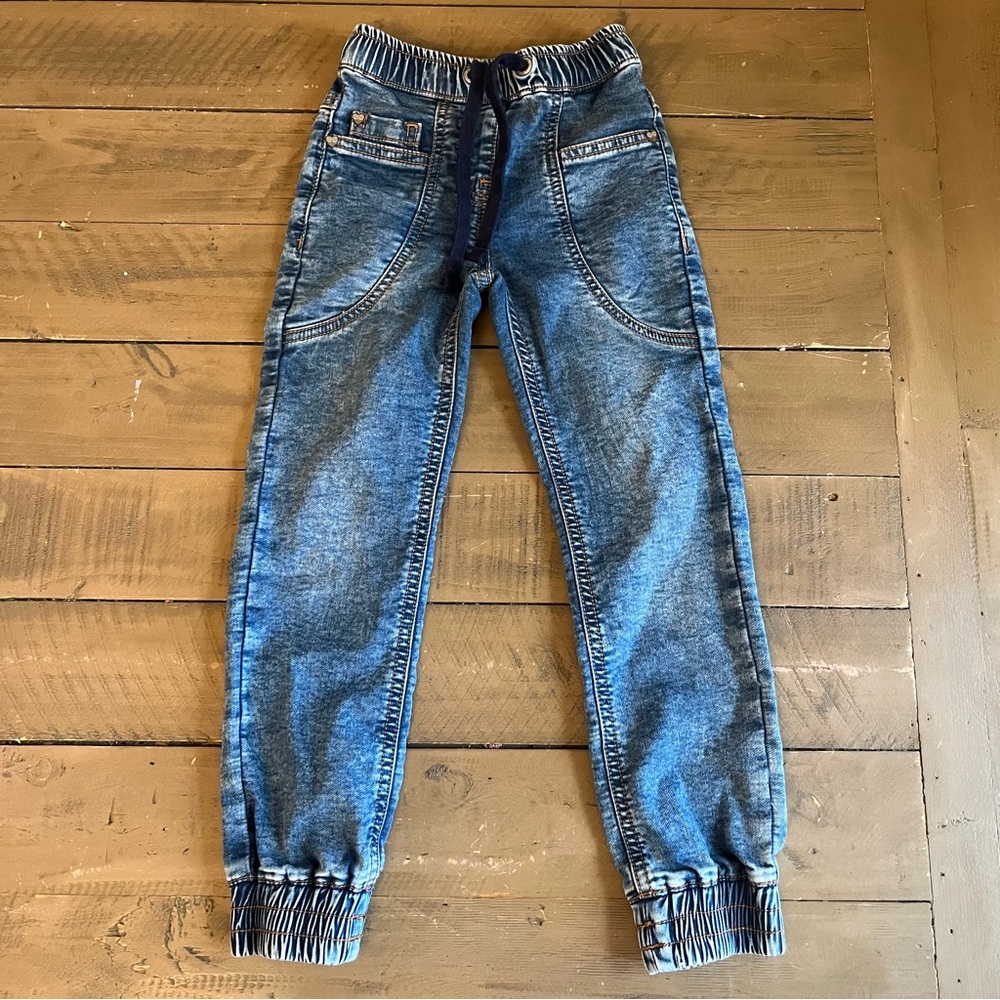 Souris Mini size 6 blue denim cuffed drawstring denim jeans